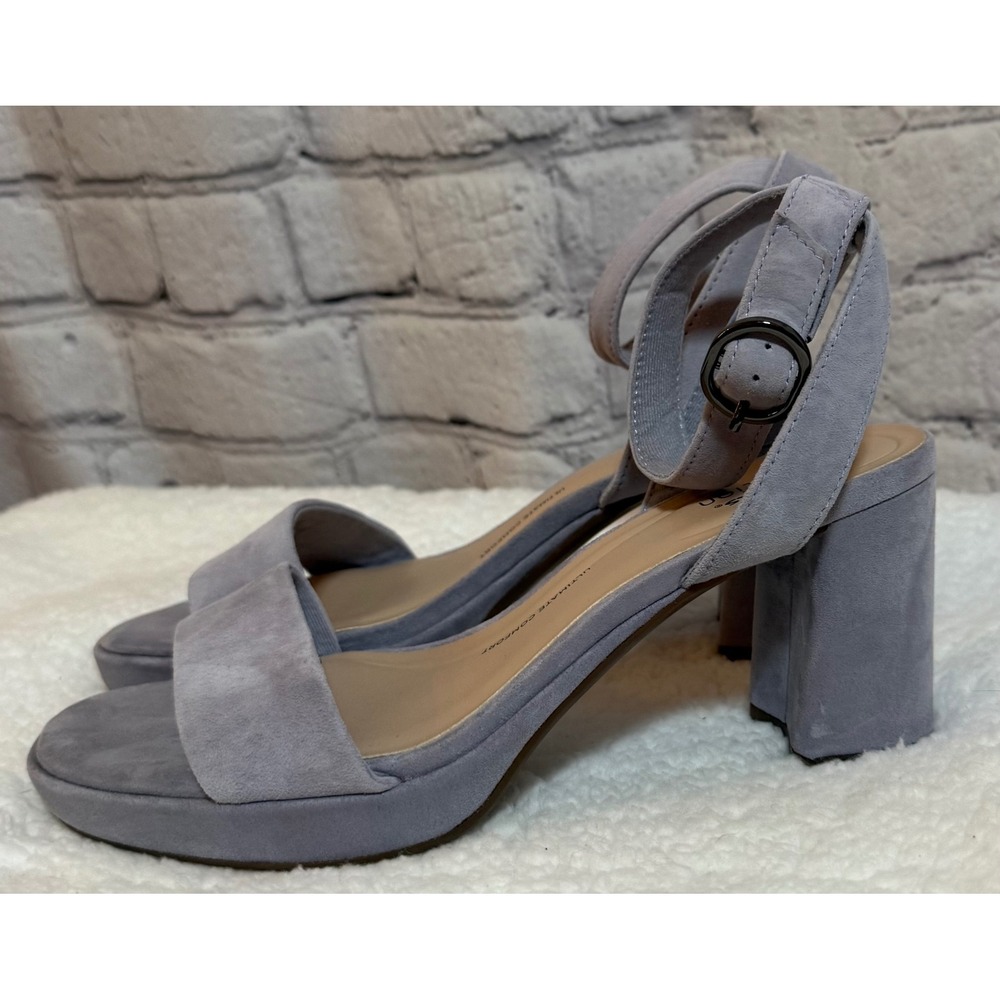 Clarks Ambyrlyn Bay Blue Grey Suede Block Heel Ankle Strap Sandals Mens 7M - Picture 2 of 9